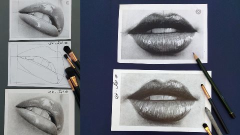 طراحی و سایه زدن 3 مدل لب
