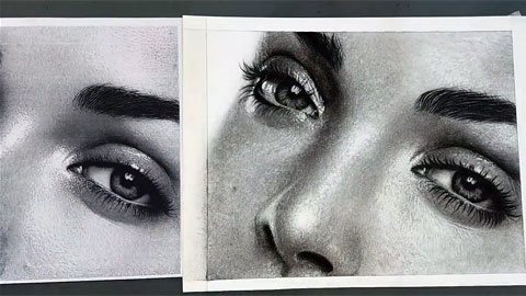 سیاه قلم، چهره تمام رخ